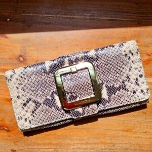 MICHAEL KORS SUEDE TRIM SNAKESKIN CLUTCH